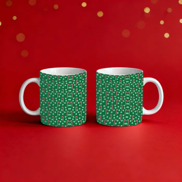 2li Yılbaşı Şekeri Desenli Kupa