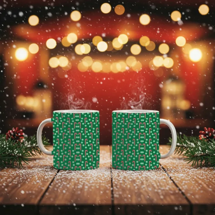 2li Yılbaşı Şekeri Desenli Kupa