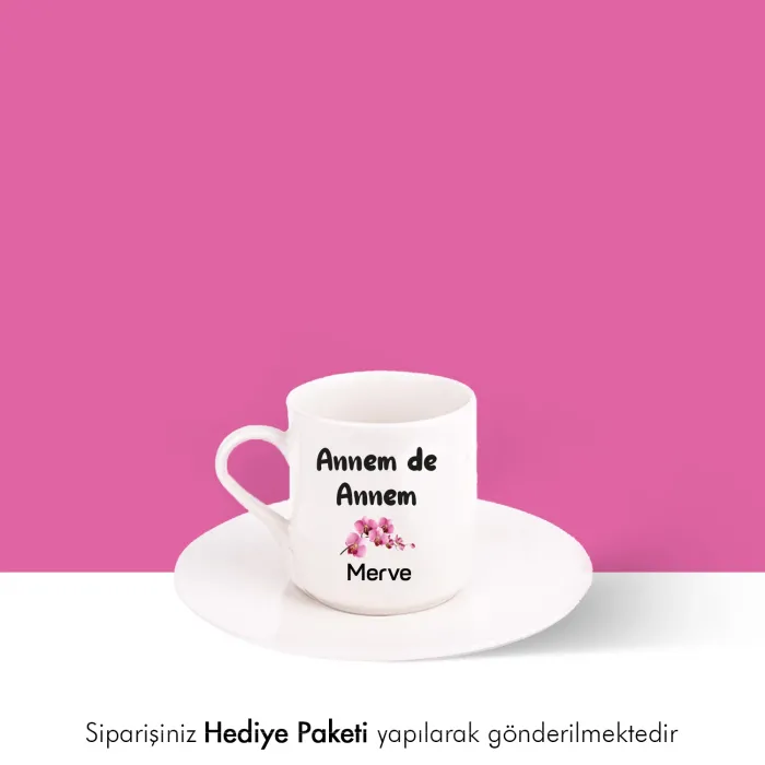 2’Li Beyaz Fincan Kişiye Özel İsimli Annem De Annem Kızım Da Kızım