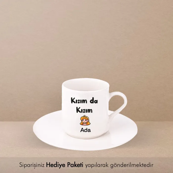 2’Li Beyaz Fincan Kişiye Özel İsimli Annem De Annem Kızım Da Kızım