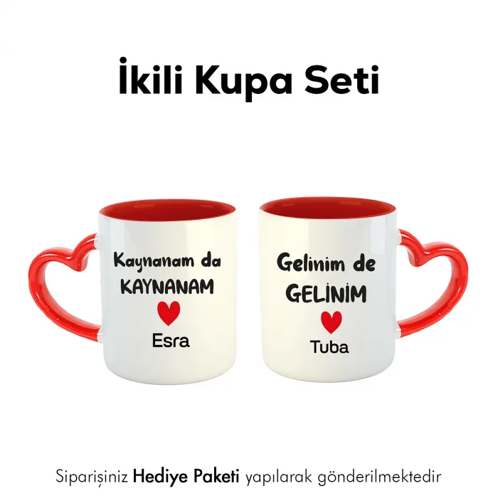 2’Li Kalpli Kupa Kişiye Özel İsimli Kaynanam Da Kaynanam Gelinim De Gelinim