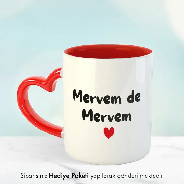 2’Li Kişiye Özel İsimli Kalpli Kupa Bardak