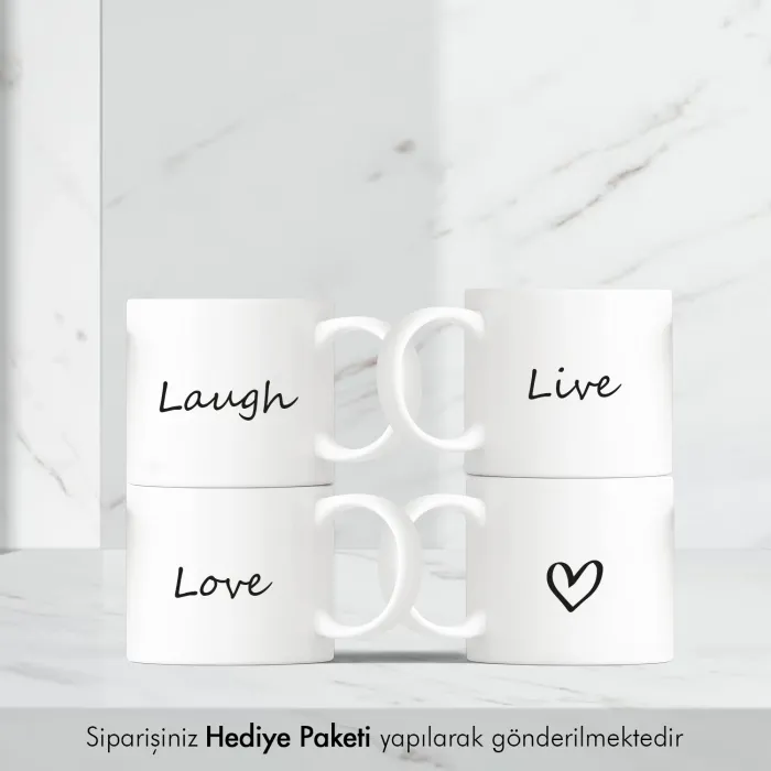 4lü Lovely Tasarımlı Mini Kupa Seti