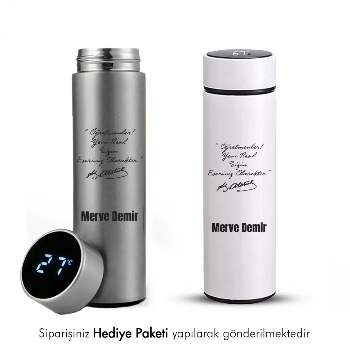 Öğretmenler Gününe Özel Atatürk Temalı İsimli Termos