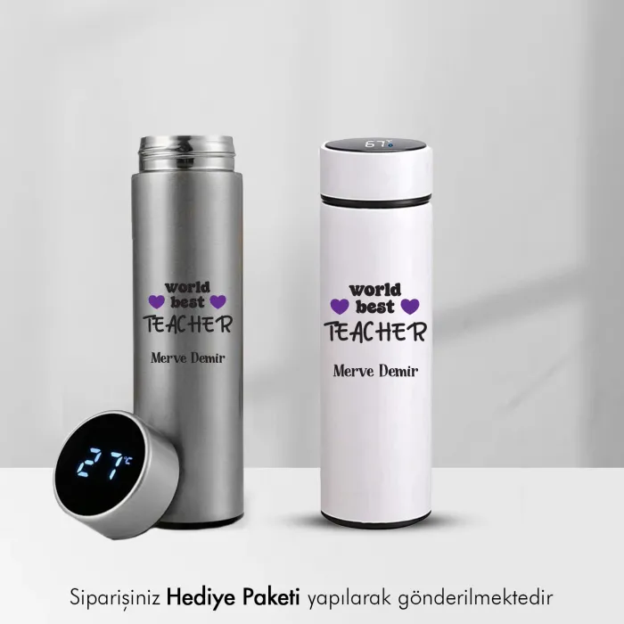 World Best Teacher Yazılı Kişiye Özel İsimli Termos