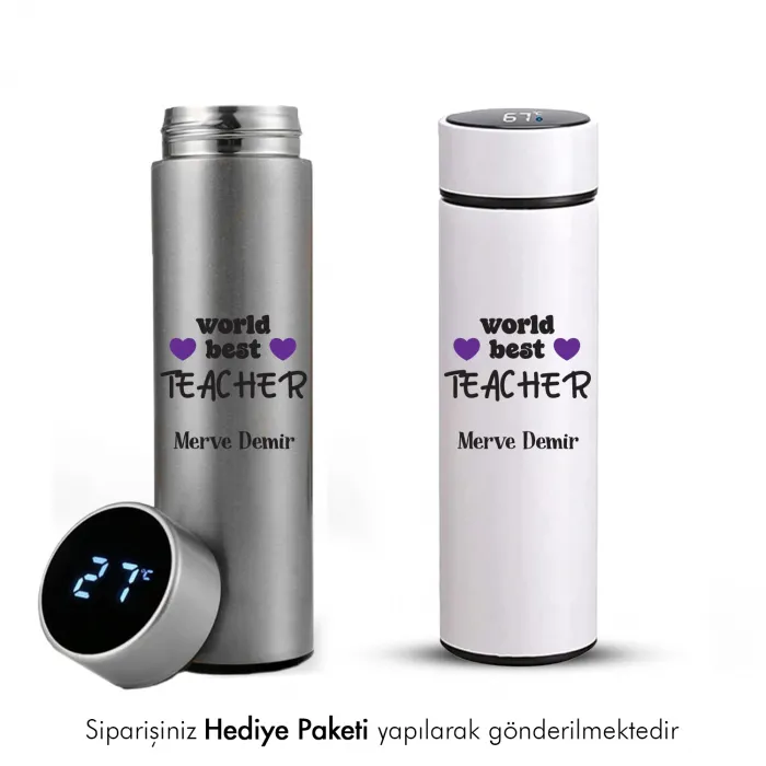 World Best Teacher Yazılı Kişiye Özel İsimli Termos