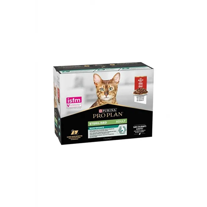 Pro Plan Sığır Etli 10x85 gr Kısırlaştırılmış Yetişkin Kedi Yaş Maması