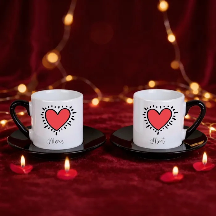 Kalp Kalbe Temalı 2li Fincan Seti
