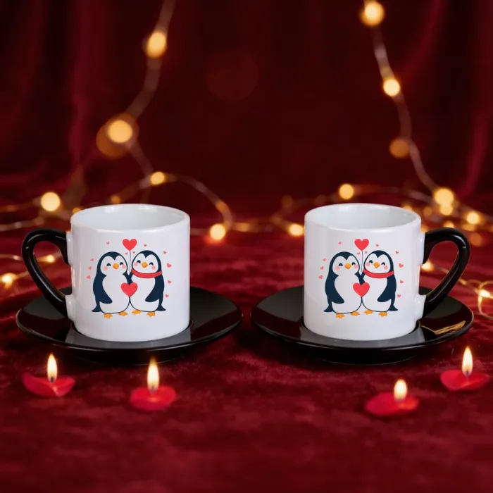 Aşık Penguenler Temalı 2li Fincan Seti