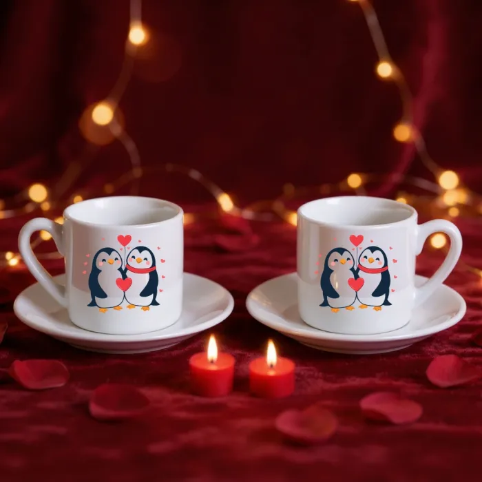 Aşık Penguenler Temalı 2li Fincan Seti