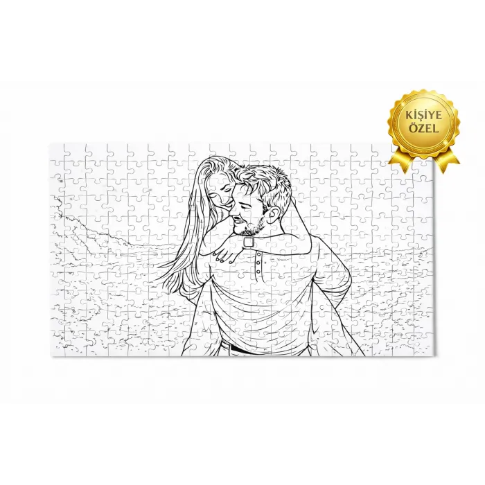 Kişiye Özel Fotoğraflı Line Art Puzzle (99 Parça)