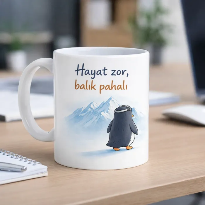 Hayat Zor Balık Pahalı – Minimal Penguen Kupa