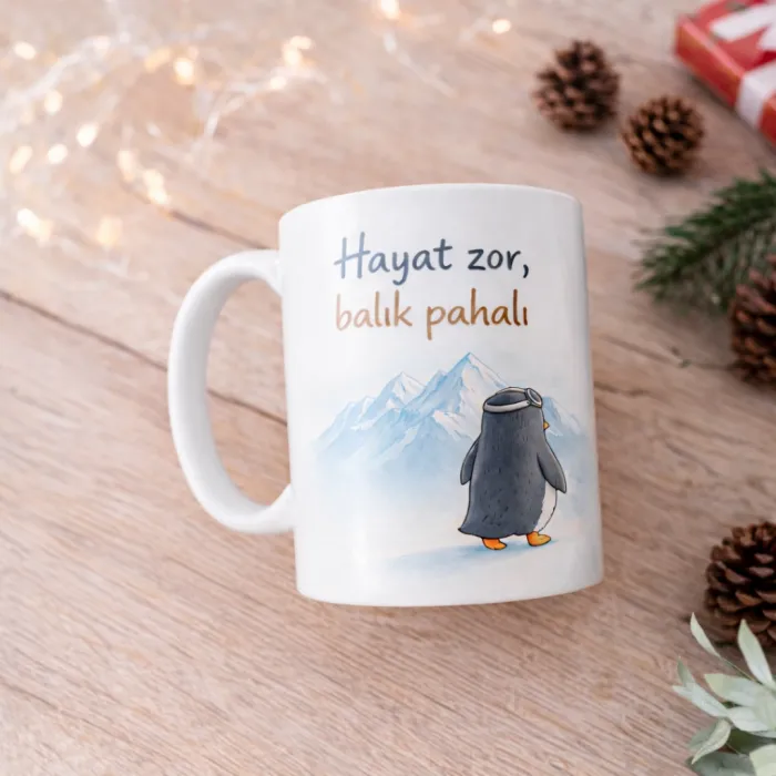 Hayat Zor Balık Pahalı – Minimal Penguen Kupa