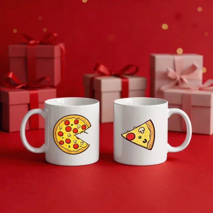 Tamamlayıcı Pizza Dilimi Kupa Seti