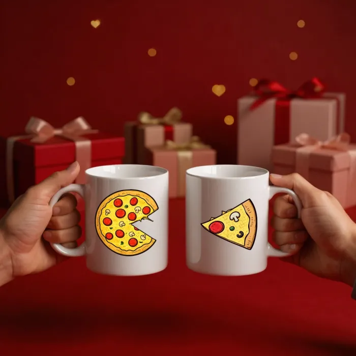 Tamamlayıcı Pizza Dilimi Kupa Seti