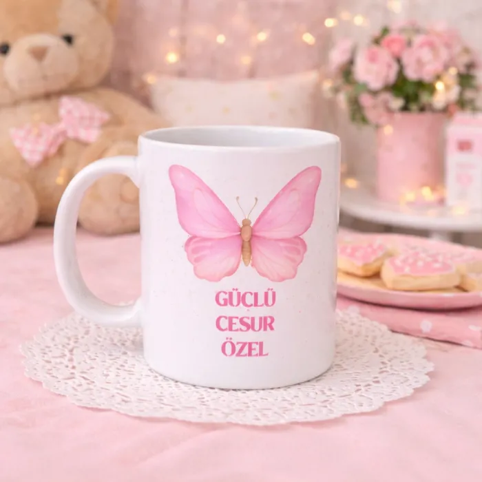Cesur Kalp – Motivasyon Mesajlı Kelebek Kupa