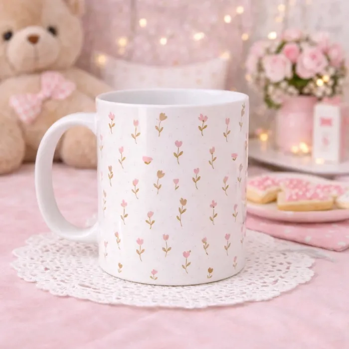 Çiçek Desenli Hediye Kupa ⭐