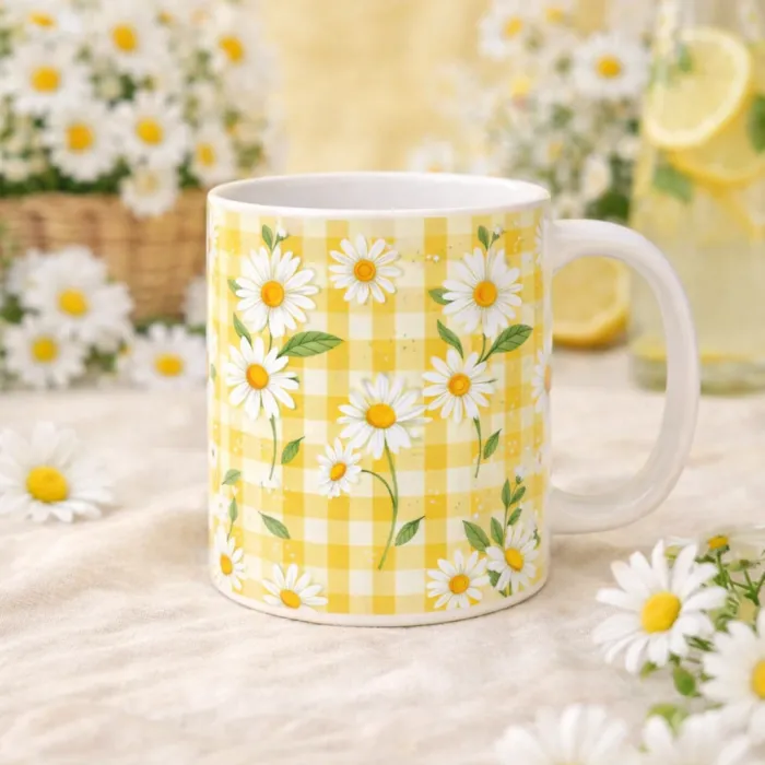 Kadınlar Günü Hediyesi Papatya Desenli Kupa