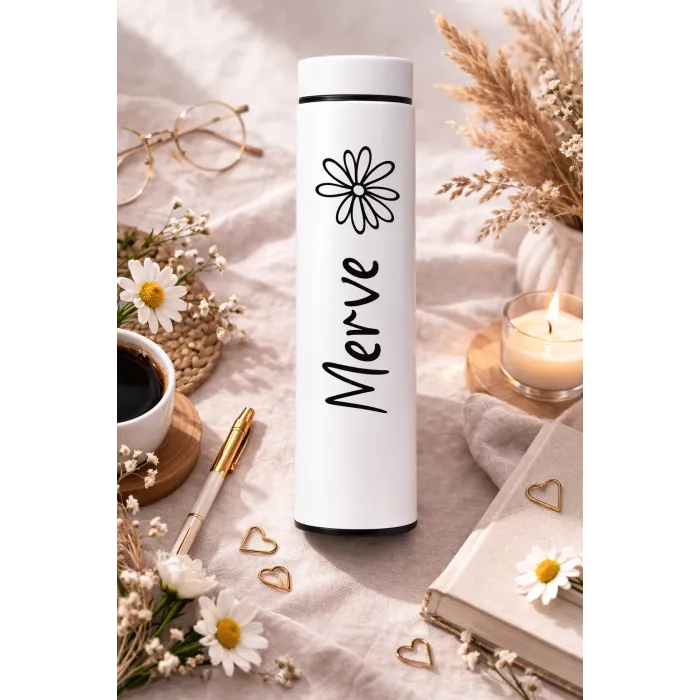 Kişiye Özel Çiçek Desenli Termos