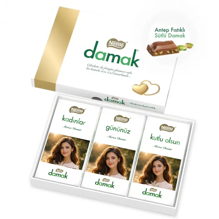 Kadınlar Gününe Özel Fotoğraflı Nestlé Damak Çikolata Paketi
