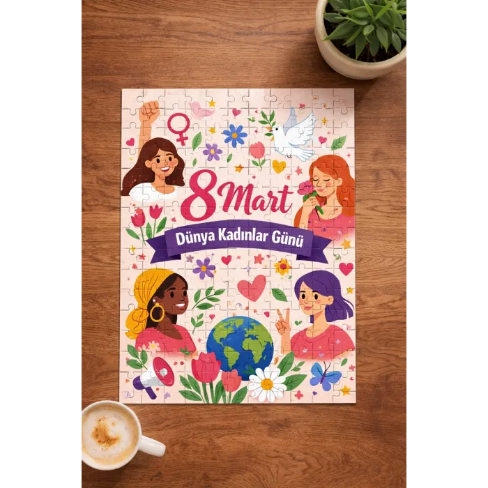 8 Mart Dünya Kadınlar Günü A4 99 Parça Çiçekli Özel Tasarım Puzzle