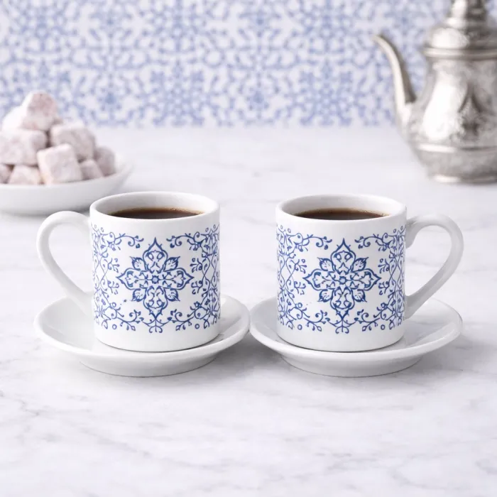 Mavi Çini Desenli 2li Kahve Fincanı Seti