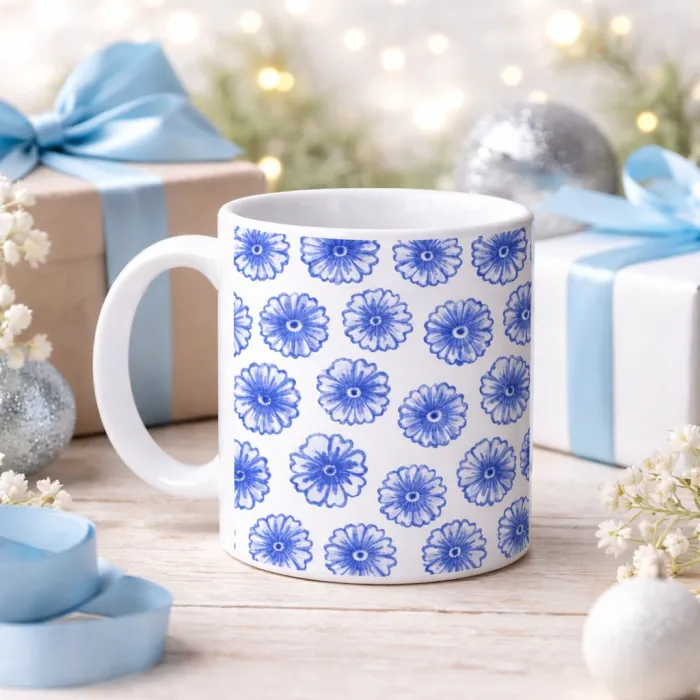 Mavi Çiçek Rüyası Kupa