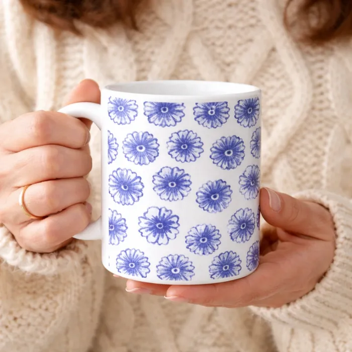 Mavi Çiçek Rüyası Kupa