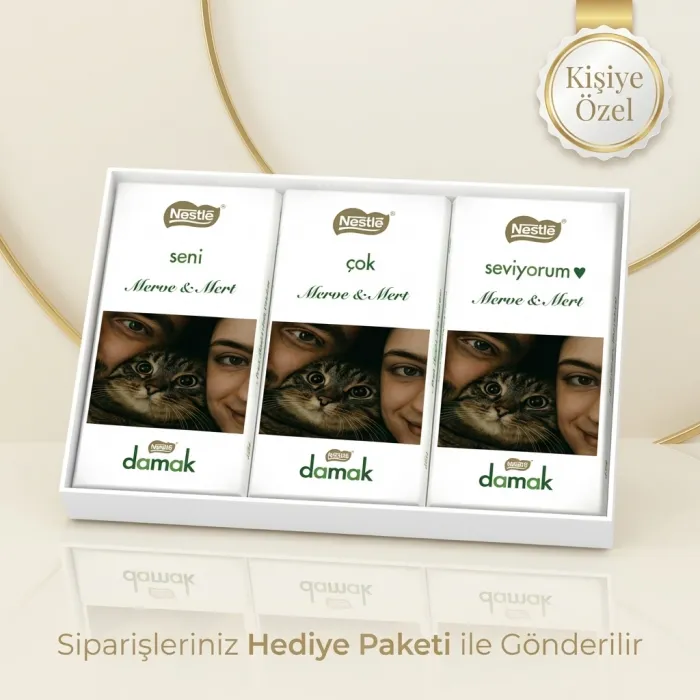 Sevgiliye Hediye Özel Fotoğraflı Nestle Damak Çikolata Paketi