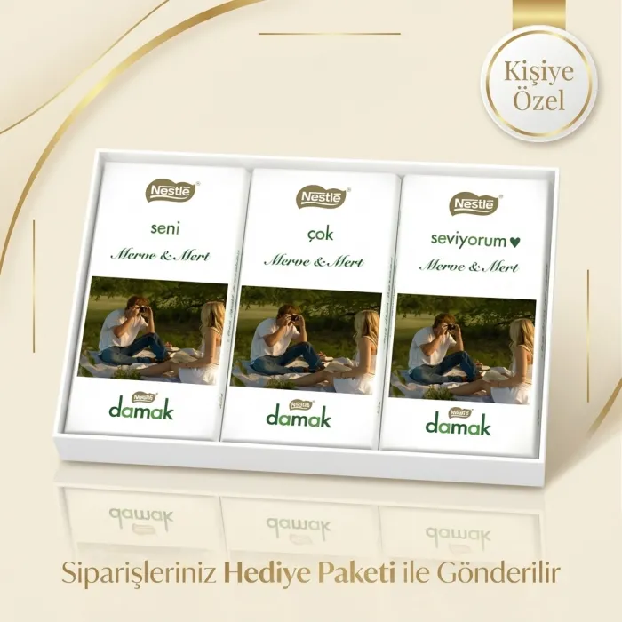 Sevgilinize Özel Fotoğraflı Nestle Damak Çikolata Paketi