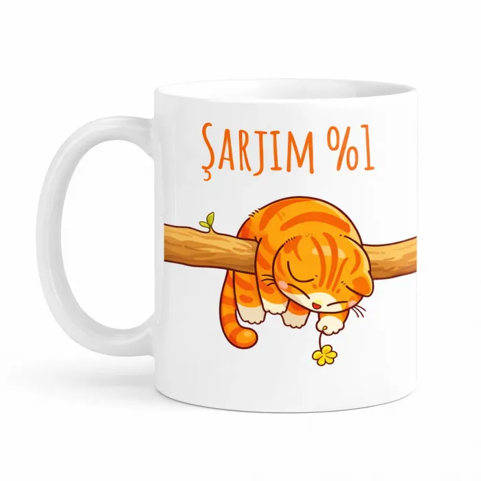 Şarjım %1 Yorgun Kedi Kupa