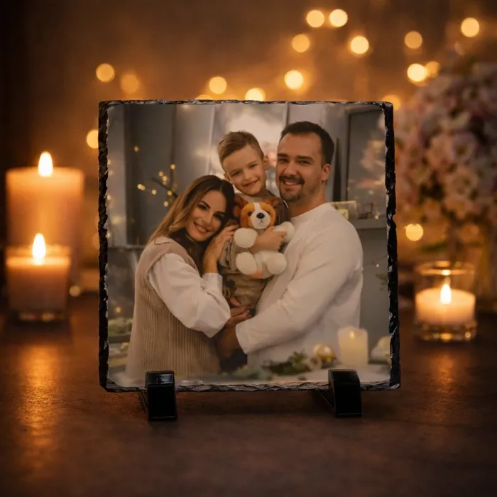 Kişiye Özel Fotoğraf Baskılı Kare Doğal Taş