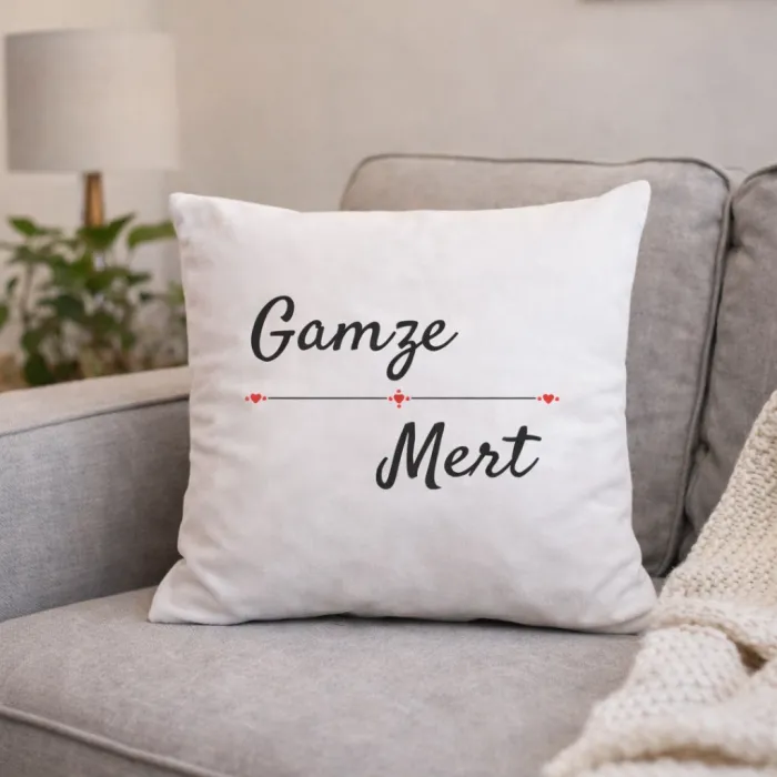Sevgiliye Özel İsim Baskılı Hediye Dekoratif Yastık