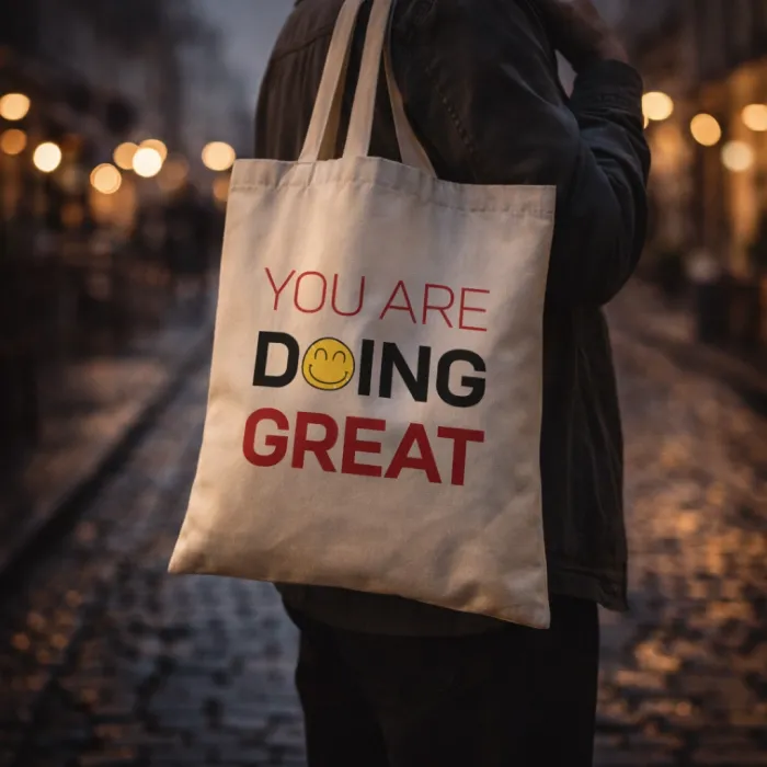 You Are Doing Great Tasarımlı Askılı Bez Çanta