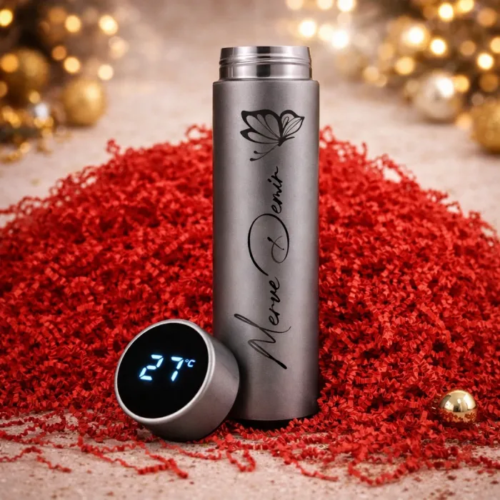 Sevgiliye Özel Gri Termos Ve Kupa Hediye Paketi