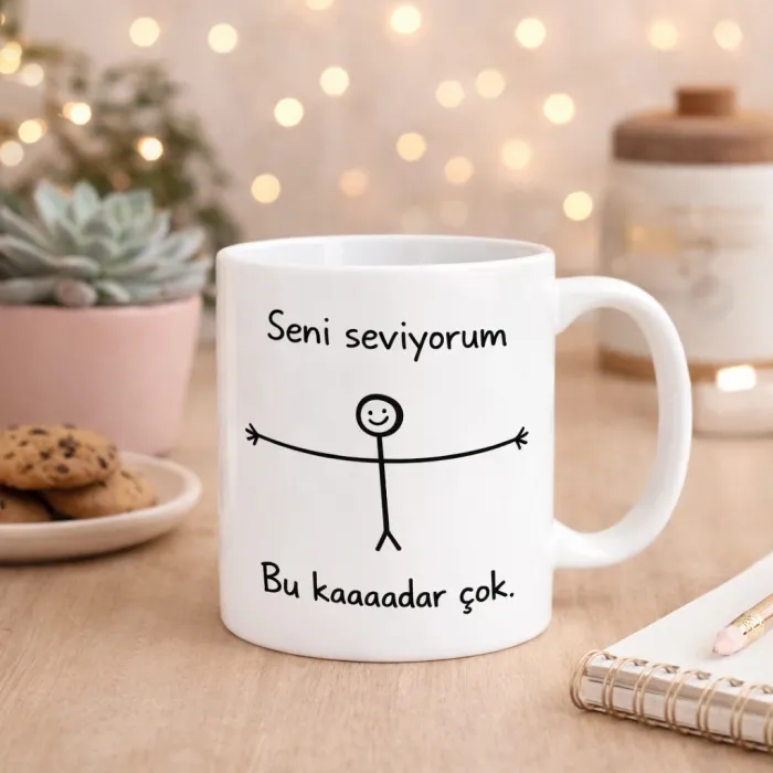Seni Bu Kadar Seviyorum Tasarımlı Kupa