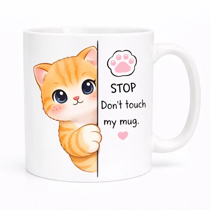 Kedili ‘Don’t Touch My Mug’ Tasarımlı Kupa