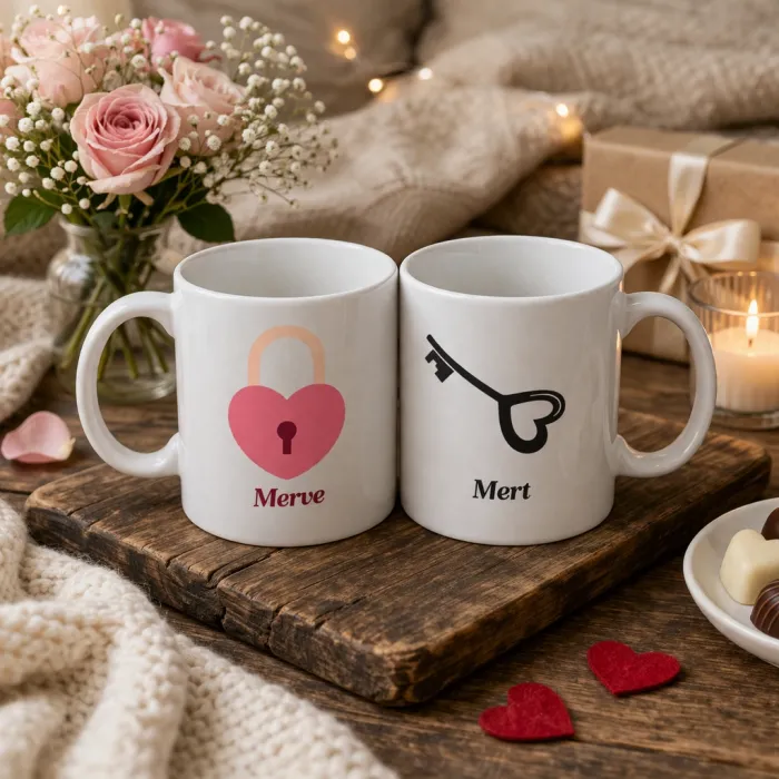 Aşkın Kilidi Kişiye Özel Kupa Seti