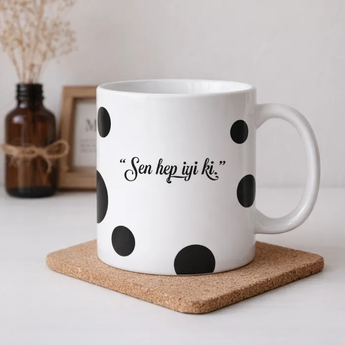 “Sen Hep İyi Ki” Yazılı Romantik Kupa
