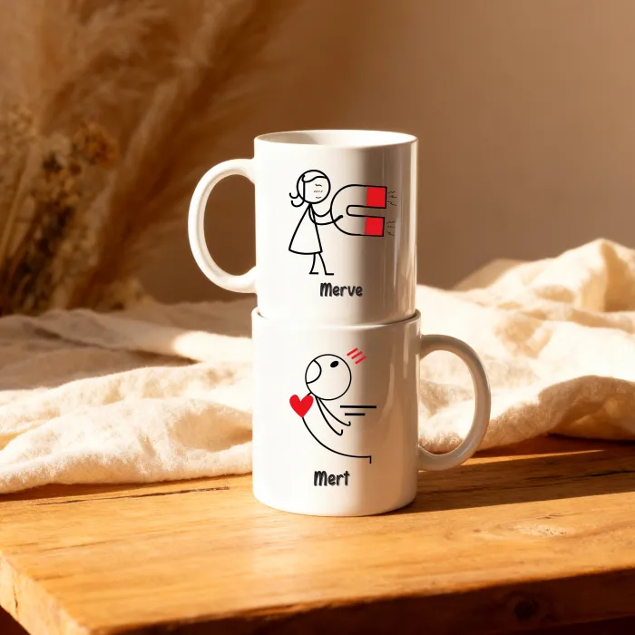 Aşkın Çekim Gücü – Kişiye Özel Çift Kupa Seti