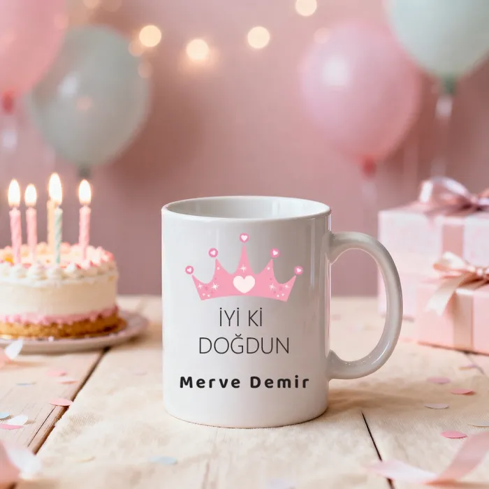 Kraliçe Taçlı Kişiye Özel İsimli Kupa Bardak