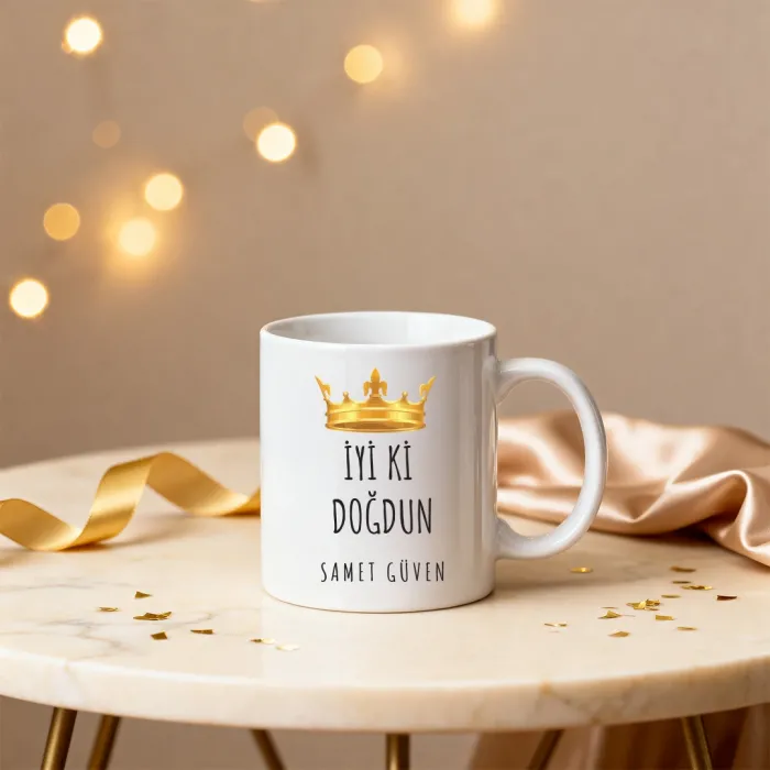 Kral Taçlı Kişiye Özel İsimli Kupa Bardak