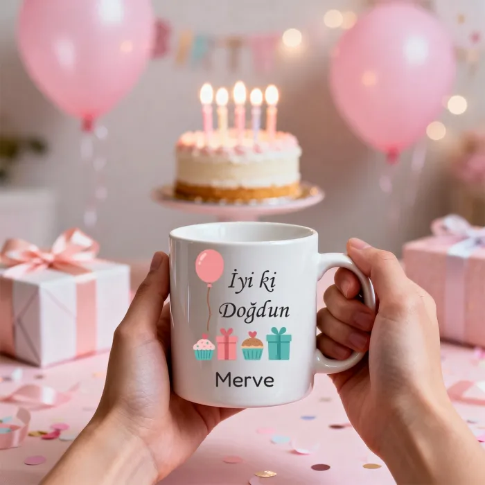 İyi ki Doğdun Temalı Kişiye Özel İsimli Kupa Bardak