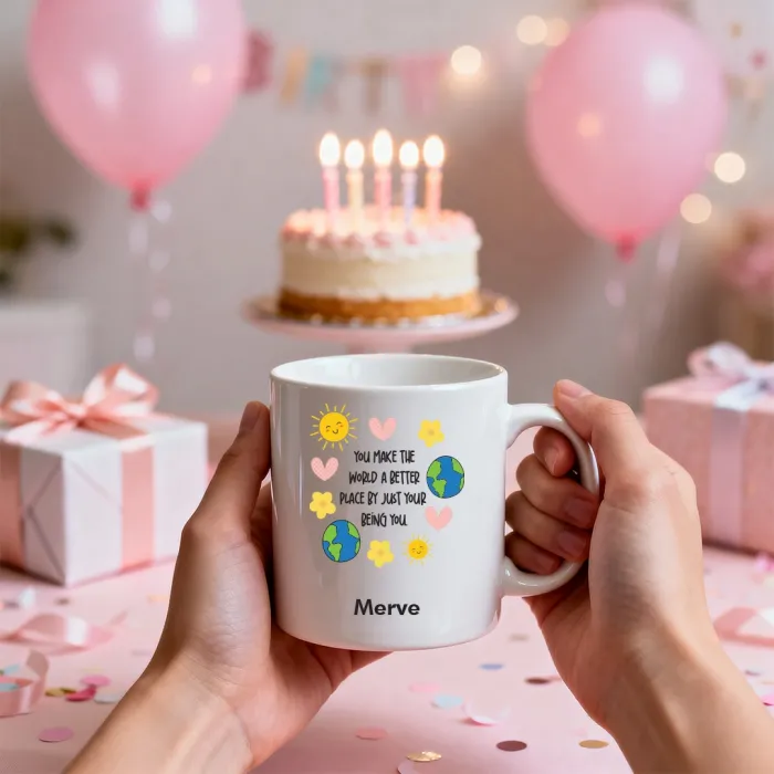 Sen Varsın, Dünya Güzel Temalı Kişiye Özel Kupa Bardak