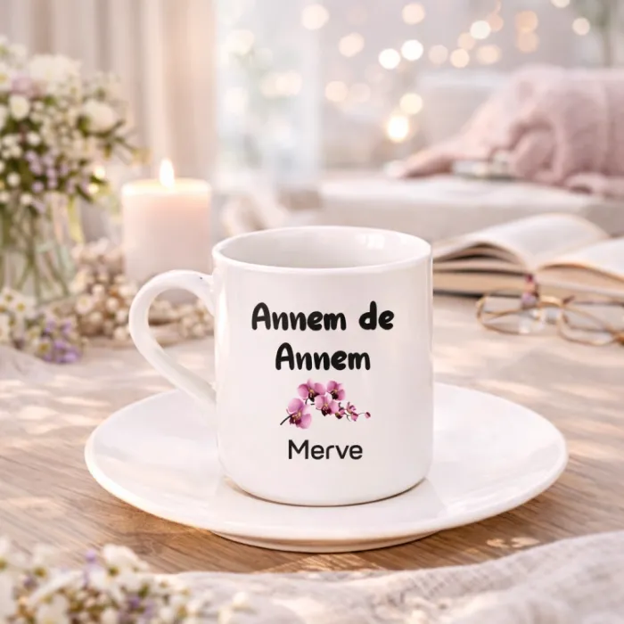 Annem De Annem Kişiye Özel İsimli Hediye Beyaz Fincan