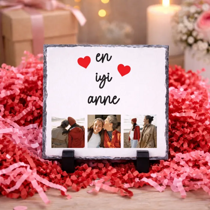 Anneye Hediye Fotoğraflı Doğal Taş – En İyi Anne