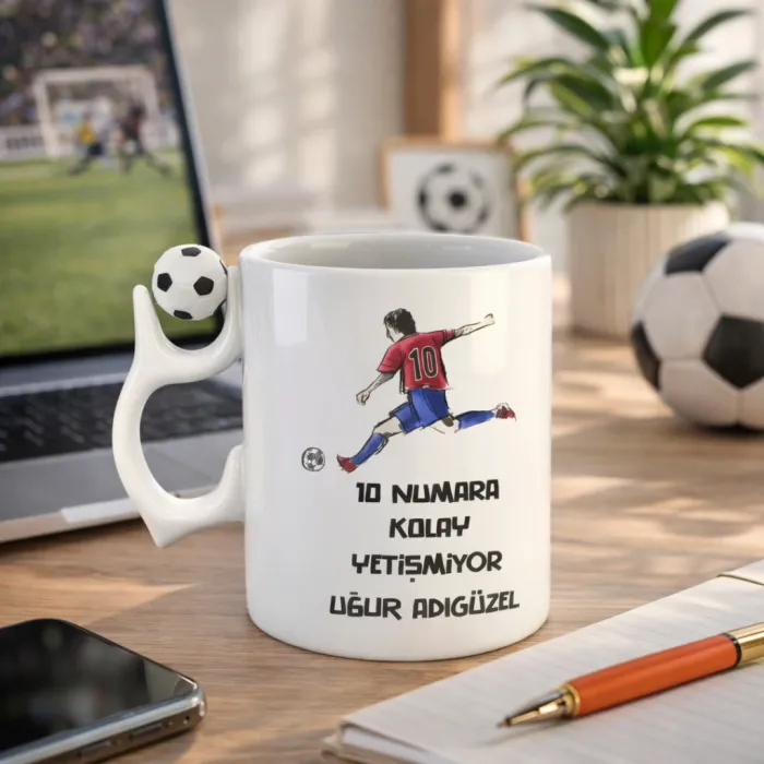 Kişiye Özel İsimli 10 Numara Temalı Futbol Toplu Hediye Kupa Bardak