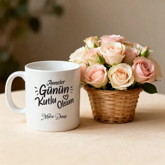 Kişiye Özel Anneler Günü Kupa ve Fotoğraflı Damak Çikolata Hediye Kutusu