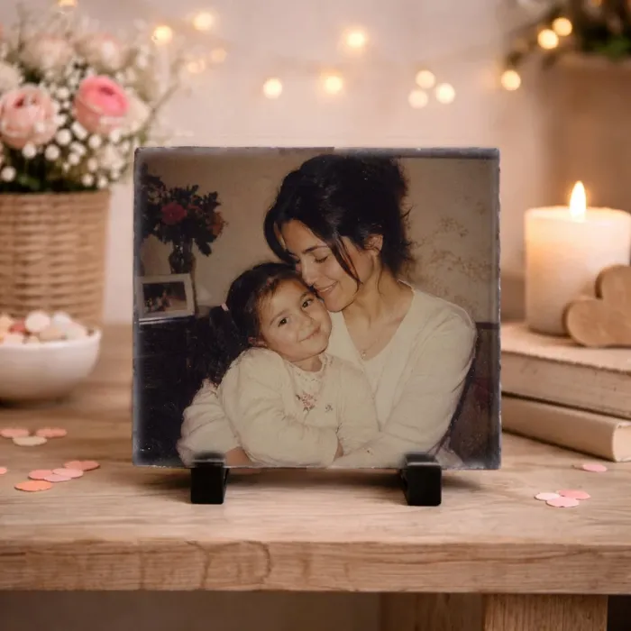 Anneye Hediye Fotoğraflı Doğal Taş