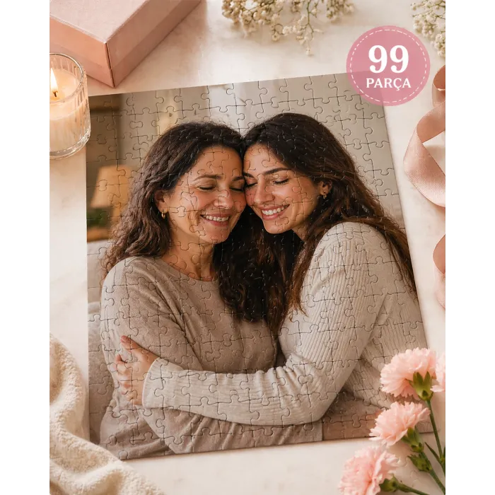 Kişiye Özel Anneler Günü Fotoğraflı 99 Parça Puzzle